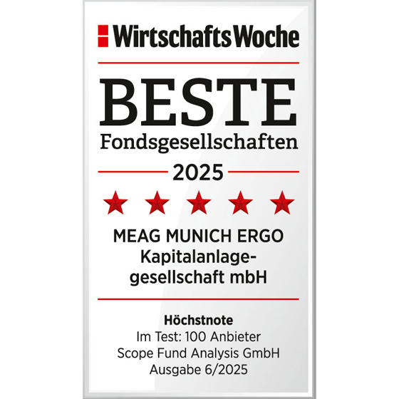 MEAG hat im Ranking der besten Fondsgesellschaften mit übersichtlicher Produktpalette den 2. Platz erreicht